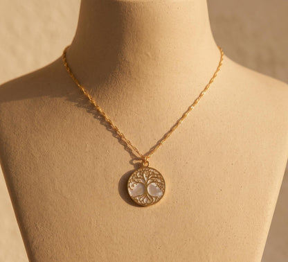 Tree of Life Necklace Gold • Mother of Pearl Tree Necklace • Family Tree Necklace • Spiritual Necklace Women • Mothers Day Gift