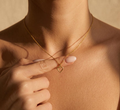 Open Heart Necklace Gold • Dainty Double Heart Pendant • Minimalist Heart Necklace • Love Necklace Women • Birthday Gift for Her