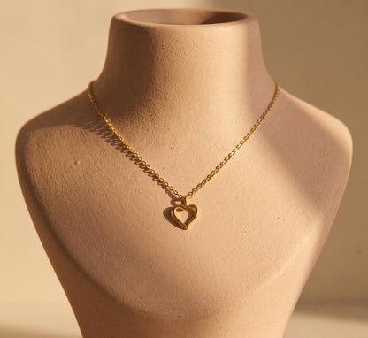 Open Heart Necklace Gold • Dainty Double Heart Pendant • Minimalist Heart Necklace • Love Necklace Women • Birthday Gift for Her