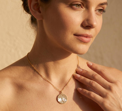 Tree of Life Necklace Gold • Mother of Pearl Tree Necklace • Family Tree Necklace • Spiritual Necklace Women • Mothers Day Gift