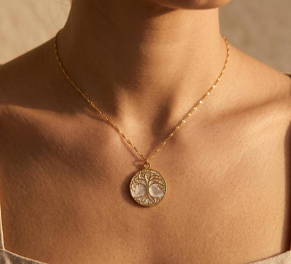 Tree of Life Necklace Gold • Mother of Pearl Tree Necklace • Family Tree Necklace • Spiritual Necklace Women • Mothers Day Gift