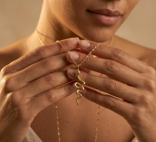 Snake Necklace Gold • Summer Boho Necklace Women • Large Serpent Pendant Necklace • Witchy Beach Jewelry • Birthday Gift for Her