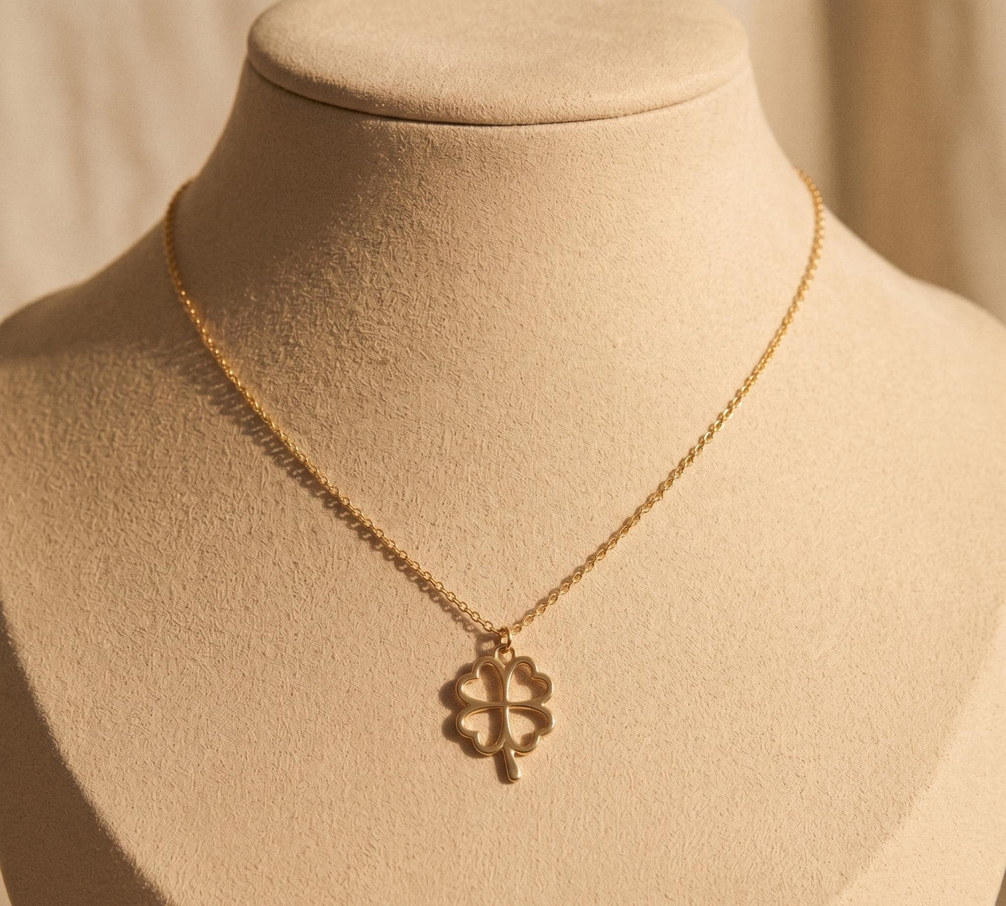 Four Leaf Clover Necklace Gold • Lucky Necklace Women Summer • Open Clover Pendant Necklace • Good Luck Jewelry Gift •Birthday Gift for Her