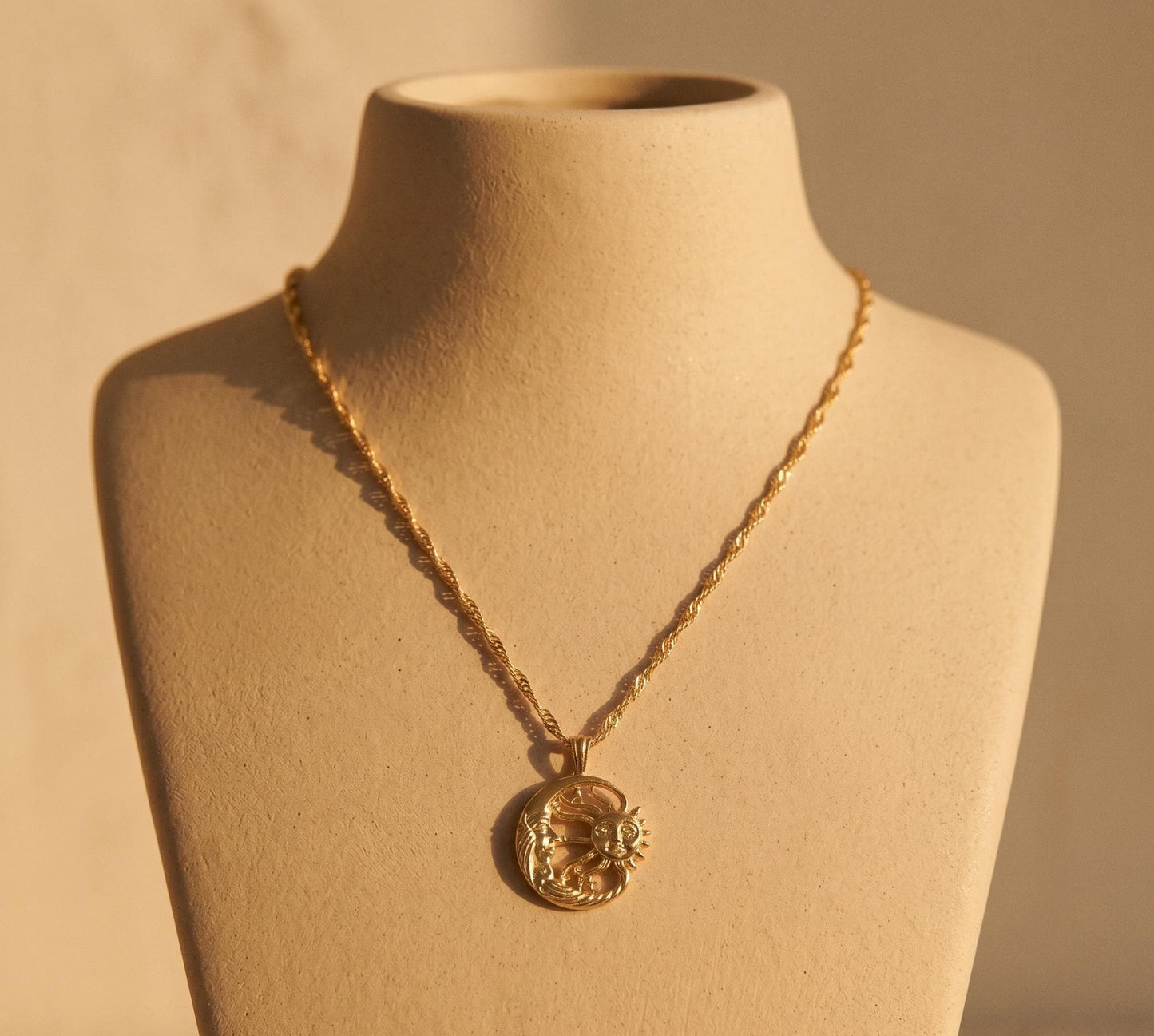 Sun Moon Necklace Gold • Summer Celestial Necklace • Sun Moon Coin Pendant • Boho Beach Jewelry Women • Birthday Gift for Her