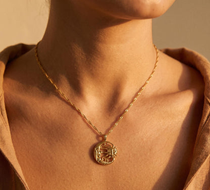 Sun Moon Necklace Gold • Summer Celestial Necklace • Sun Moon Coin Pendant • Boho Beach Jewelry Women • Birthday Gift for Her