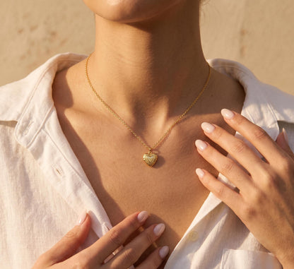 Gold Heart Necklace Women • Summer Boho Heart Pendant • Vintage Beaded Heart Necklace • Statement Heart Jewelry • Birthday Gift for Her