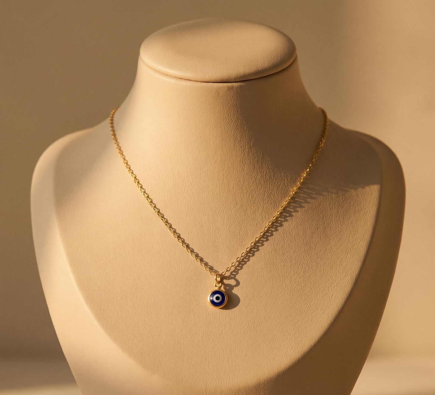 Evil Eye Necklace Gold • Navy Blue Evil Eye Pendant • Dainty Turkish Eye Necklace  • Summer Protection Jewelry • Birthday Gift for Her