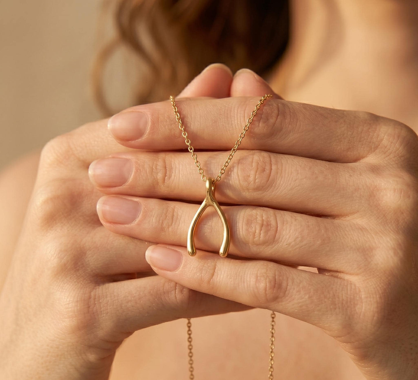 Wishbone Necklace Gold • Summer Lucky Charm Necklace • Dainty Wishbone Pendant • Good Luck Jewelry Women • Birthday Gift for Her