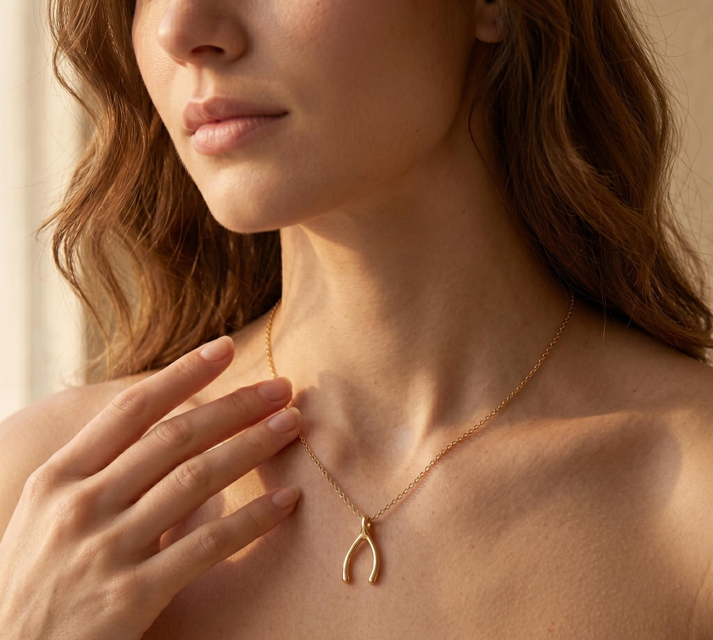 Wishbone Necklace Gold • Summer Lucky Charm Necklace • Dainty Wishbone Pendant • Good Luck Jewelry Women • Birthday Gift for Her