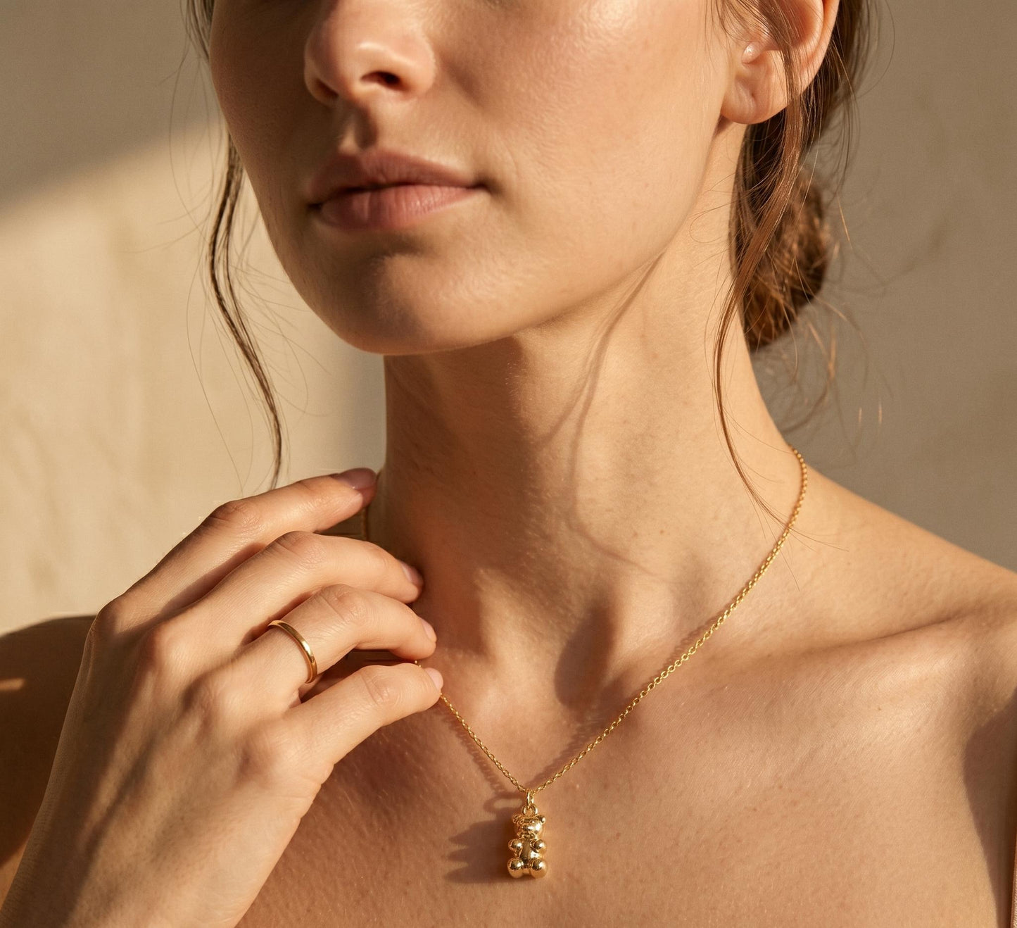 Gummy Bear Necklace Gold • Dainty Bear Charm Necklace • Cute Gold Necklace Women • Fun Jewelry Gift Her • Birthday Gift for Her