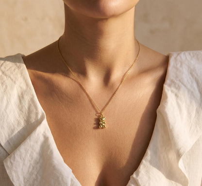 Gummy Bear Necklace Gold • Dainty Bear Charm Necklace • Cute Gold Necklace Women • Fun Jewelry Gift Her • Birthday Gift for Her