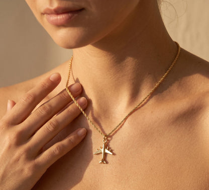 Airplane Necklace Gold • Summer Vacation Necklace • Travel Jewelry Women • Wanderlust Necklace Gift • Birthday Gift for Her