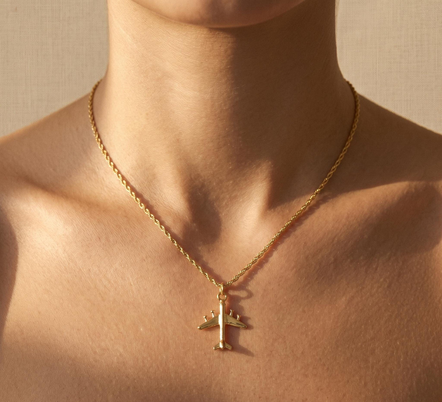 Airplane Necklace Gold • Summer Vacation Necklace • Travel Jewelry Women • Wanderlust Necklace Gift • Birthday Gift for Her