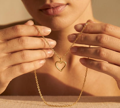 Open Heart Necklace Gold • Dainty Double Heart Pendant • Minimalist Heart Necklace • Love Necklace Women • Birthday Gift for Her