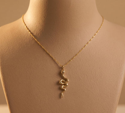 Snake Necklace Gold • Summer Boho Necklace Women • Large Serpent Pendant Necklace • Witchy Beach Jewelry • Birthday Gift for Her