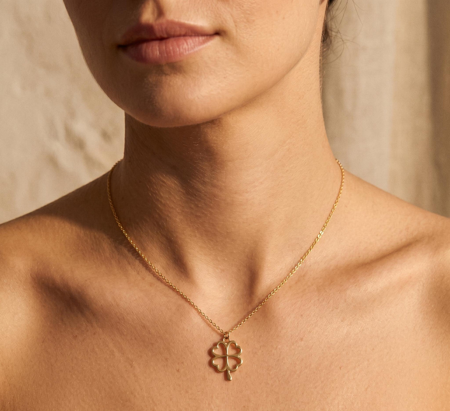 Four Leaf Clover Necklace Gold • Lucky Necklace Women Summer • Open Clover Pendant Necklace • Good Luck Jewelry Gift •Birthday Gift for Her