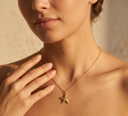 Starfish Necklace Gold • Summer Beach Necklace Women • Dainty Starfish Pendant • Ocean Vacation Jewelry • Birthday Gift for Her