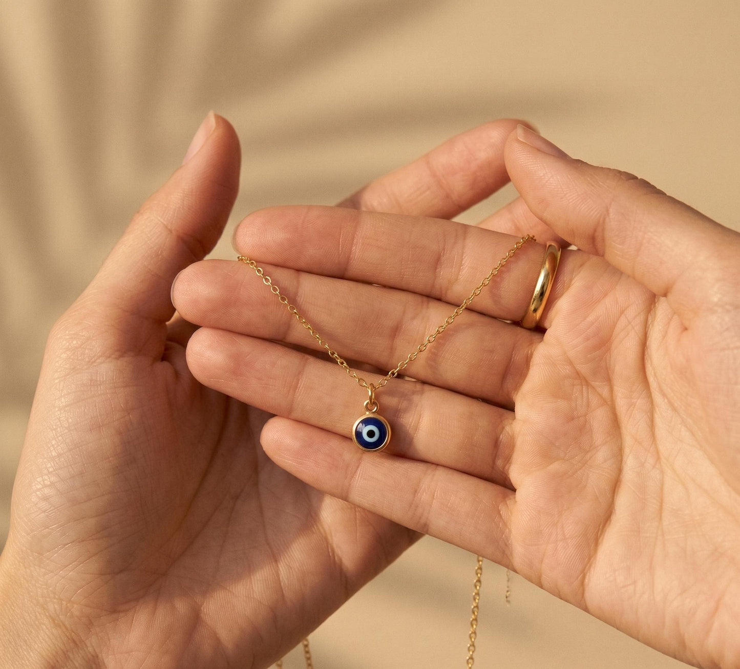 Evil Eye Necklace Gold • Navy Blue Evil Eye Pendant • Dainty Turkish Eye Necklace  • Summer Protection Jewelry • Birthday Gift for Her