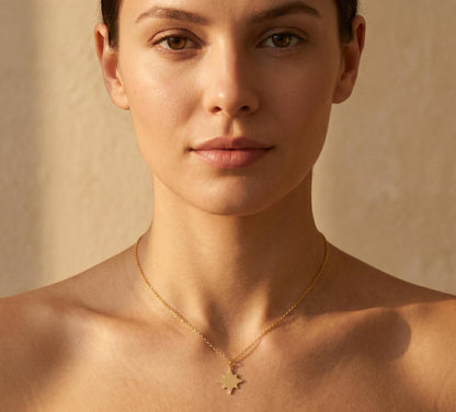 Starburst Necklace Gold • Summer Eight Point Star Pendant • Dainty Star Necklace Women • Celestial Sunburst Jewelry • Birthday Gift for Her