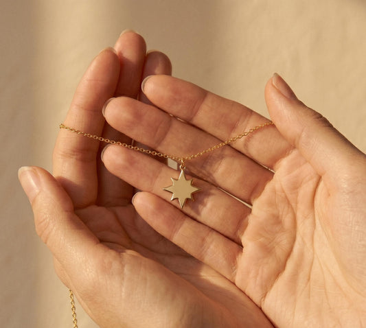 Starburst Necklace Gold • Summer Eight Point Star Pendant • Dainty Star Necklace Women • Celestial Sunburst Jewelry • Birthday Gift for Her